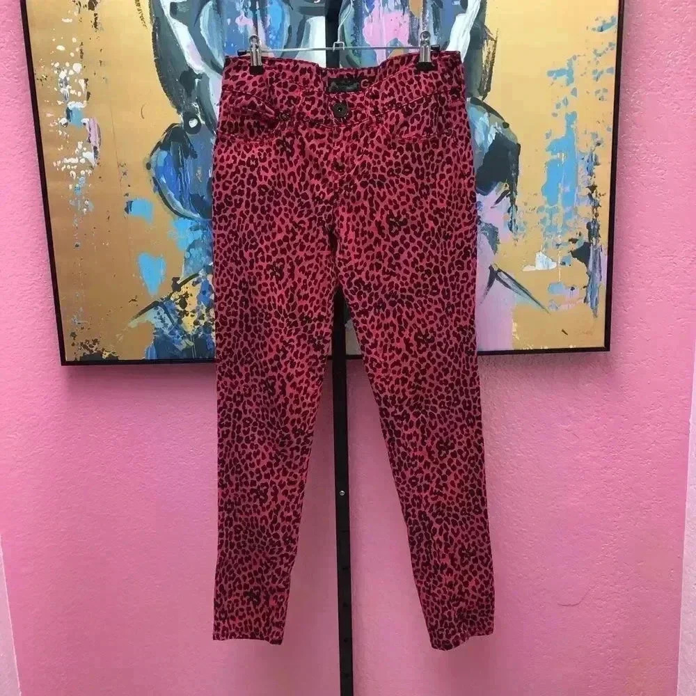 G by Guess Red Animal Print Denim Jeans